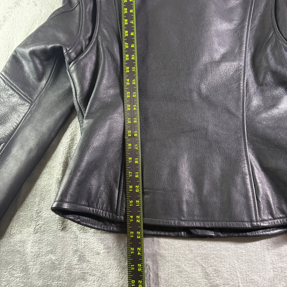 Harley Davidson Womens Black Leather Motorcycle Jacket Size L Biker Riding Y2K - Picture 9 of 11